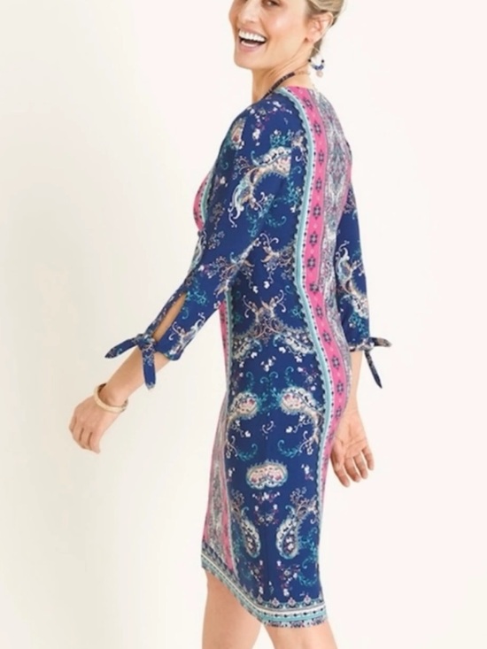 Chico's Dresses & Skirts - Chico’s Medallion Paisley Tie Sleeve Shift Dress Size 1 (M)